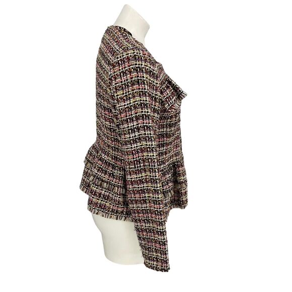 Halogen Blazer Womens Size 8 Zip Jacket Office Casual Old Money Tweed Ruffle - Picture 10 of 16